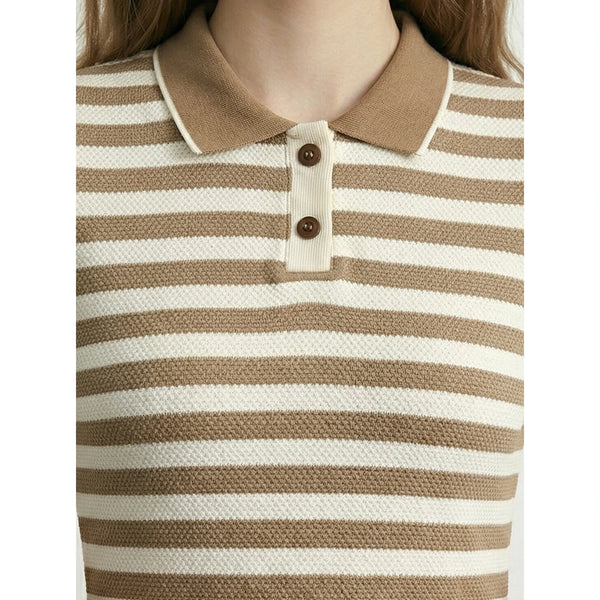 Beige Stripes Polo Bodycon Dress | Montivo Pakistan