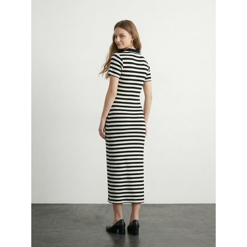Black Stripes Polo Bodycon Dress | Montivo Pakistan