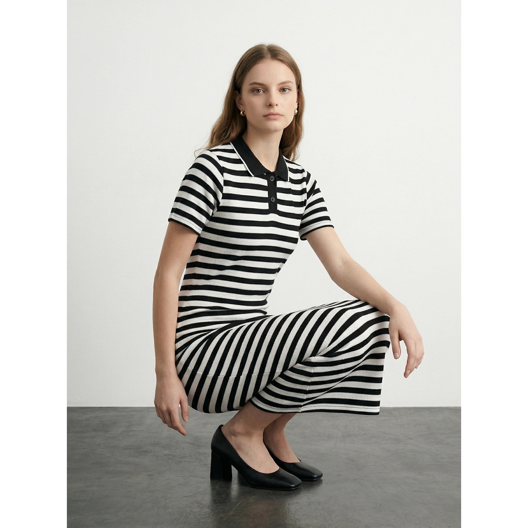 Black Stripes Polo Bodycon Dress | Montivo Pakistan