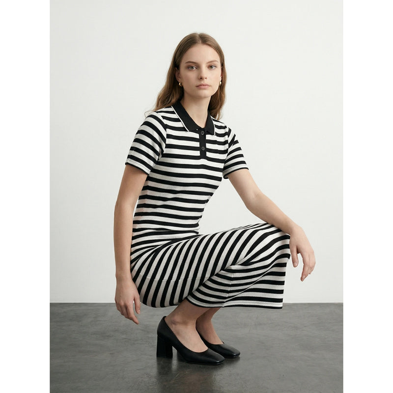 Black Stripes Polo Bodycon Dress | Montivo Pakistan