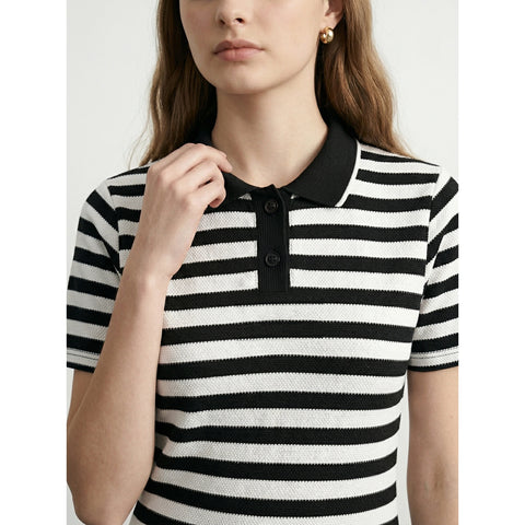 Black Stripes Polo Bodycon Dress | Montivo Pakistan