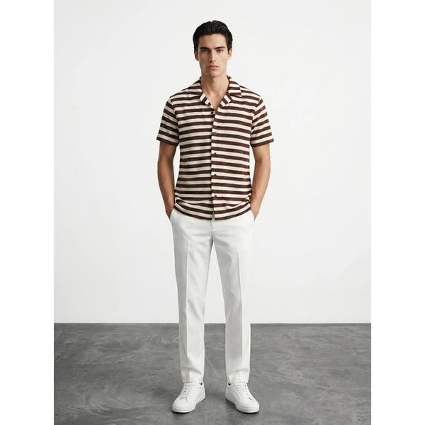 Brown Stripes Cuban Shirt | Montivo Pakistan