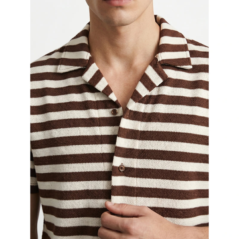 Brown Stripes Cuban Shirt | Montivo Pakistan