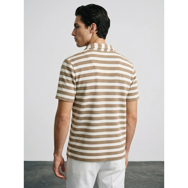 Beige Stripes Cuban Shirt | Montivo Pakistan