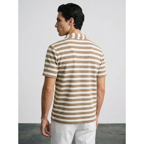Beige Stripes Cuban Shirt | Montivo Pakistan