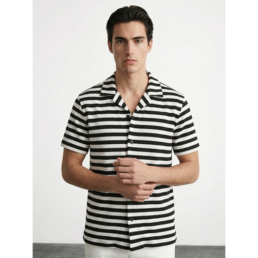 Black Stripes Cuban Shirt