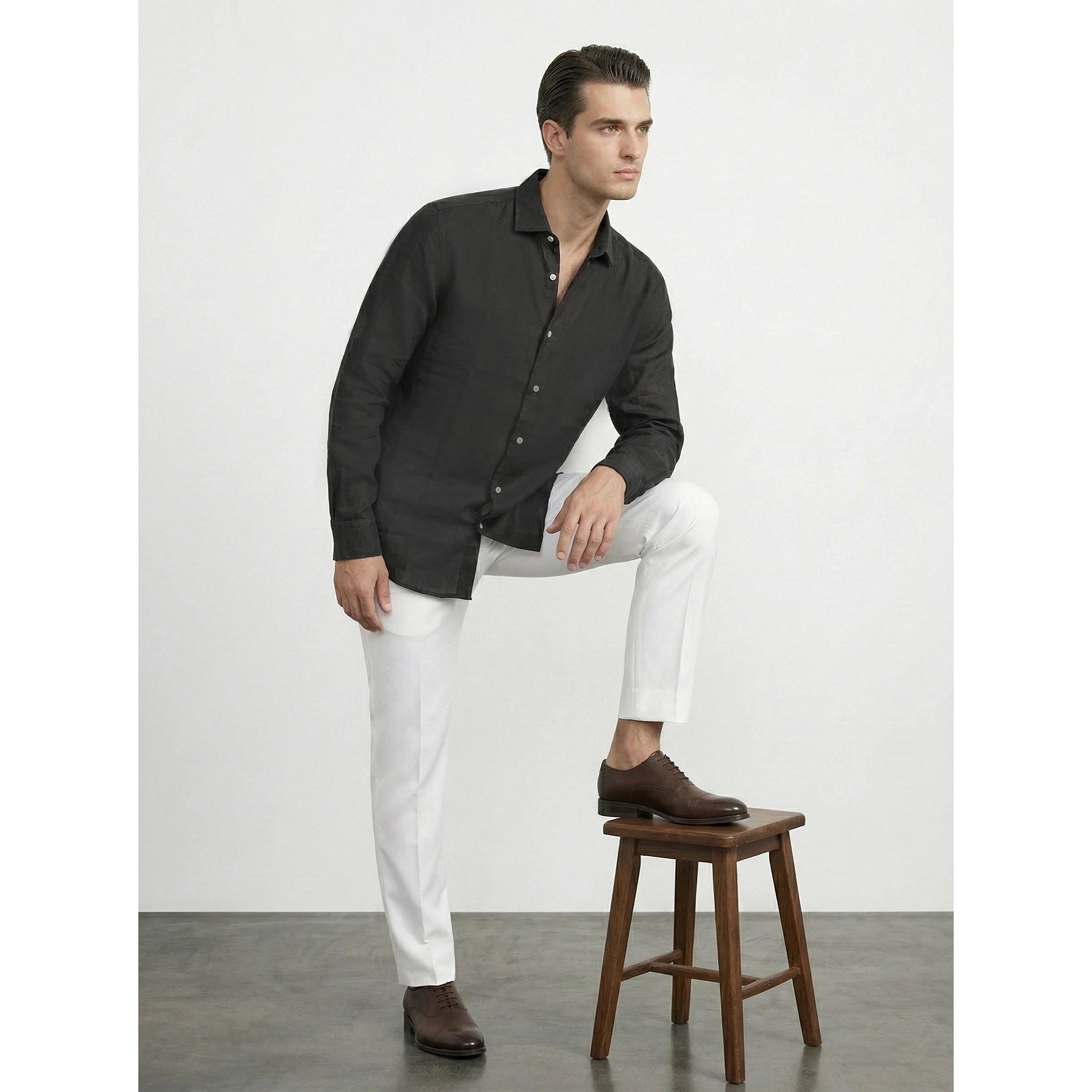 Black Irish Linen Oversized Shirt | Montivo Pakistan