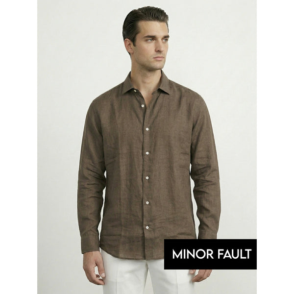 (Minor Fault) Brown Irish Linen Oversized Shirt | Montivo Pakistan