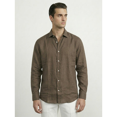 Brown Irish Linen Oversized Shirt | Montivo Pakistan