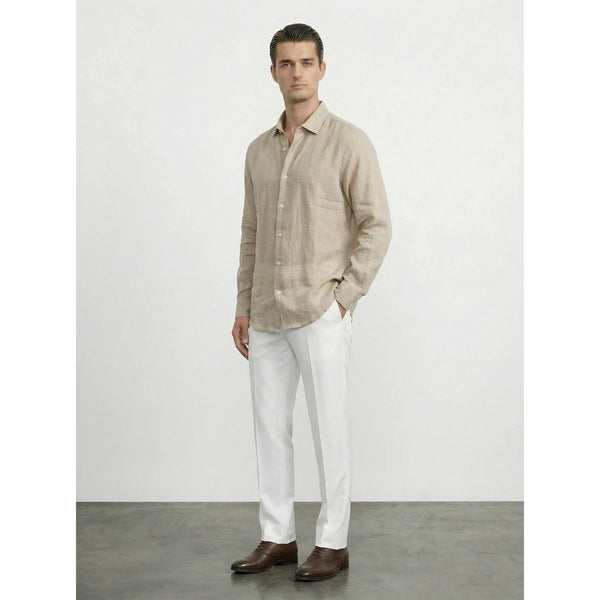 Beige Irish Linen Oversized Shirt | Montivo Pakistan
