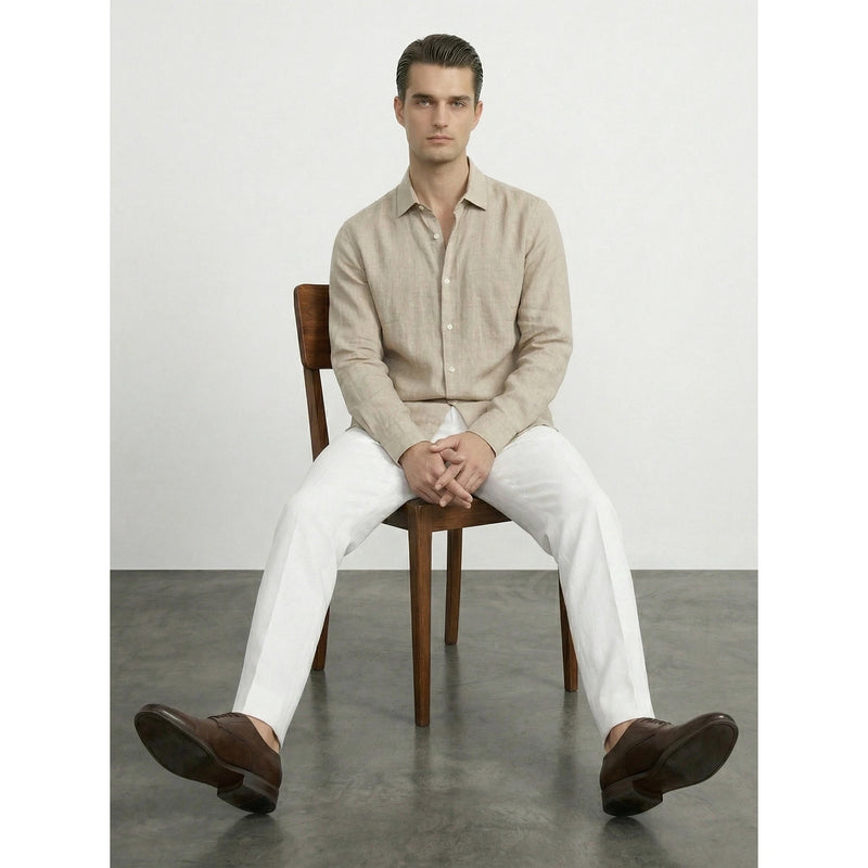 Beige Irish Linen Oversized Shirt | Montivo Pakistan