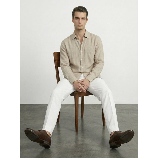Beige Irish Linen Oversized Shirt | Montivo Pakistan