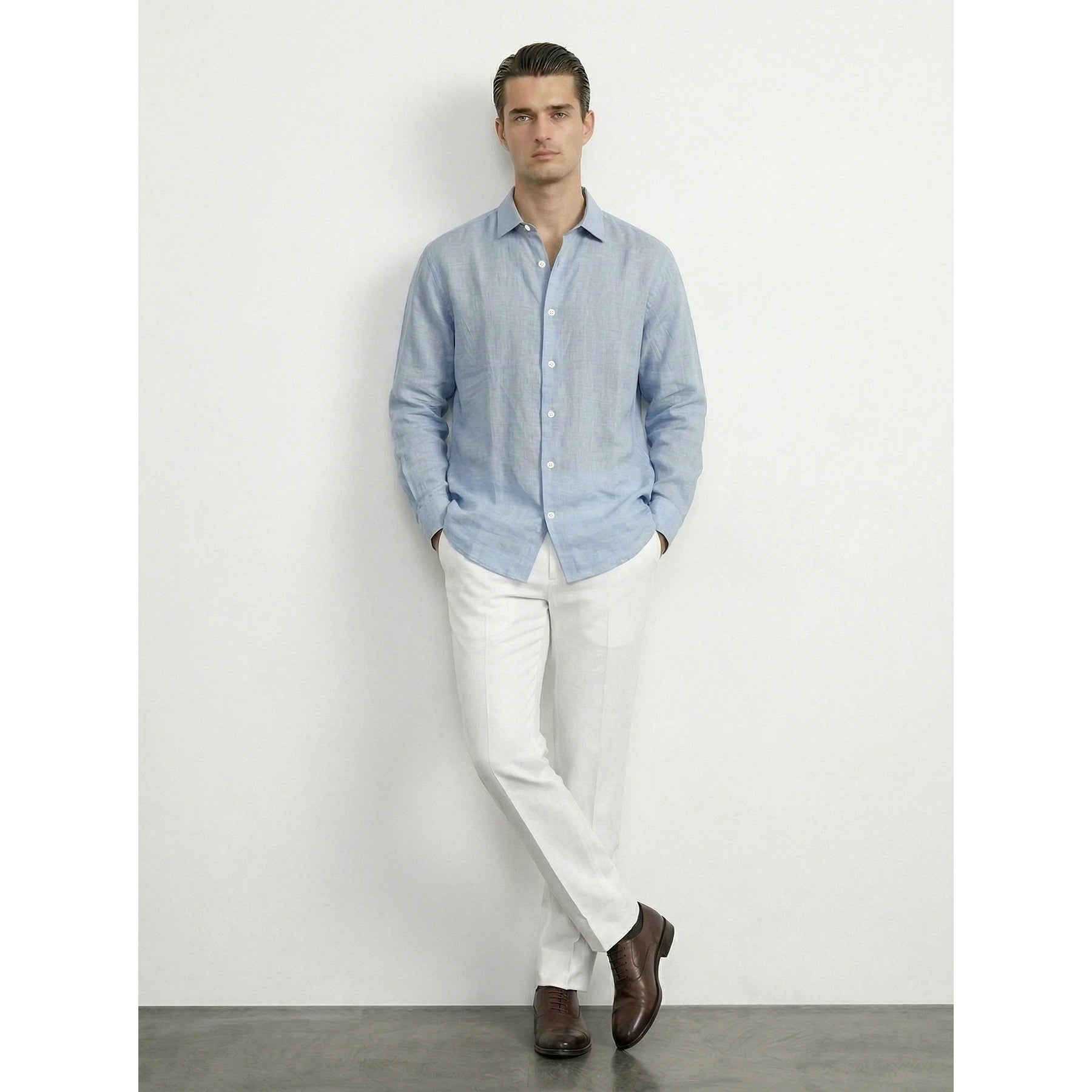 Light Blue Irish Linen Oversized Shirt | Montivo Pakistan