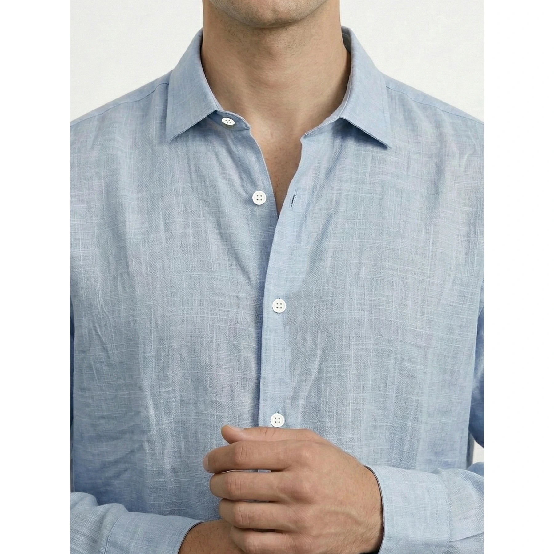 Light Blue Irish Linen Oversized Shirt | Montivo Pakistan