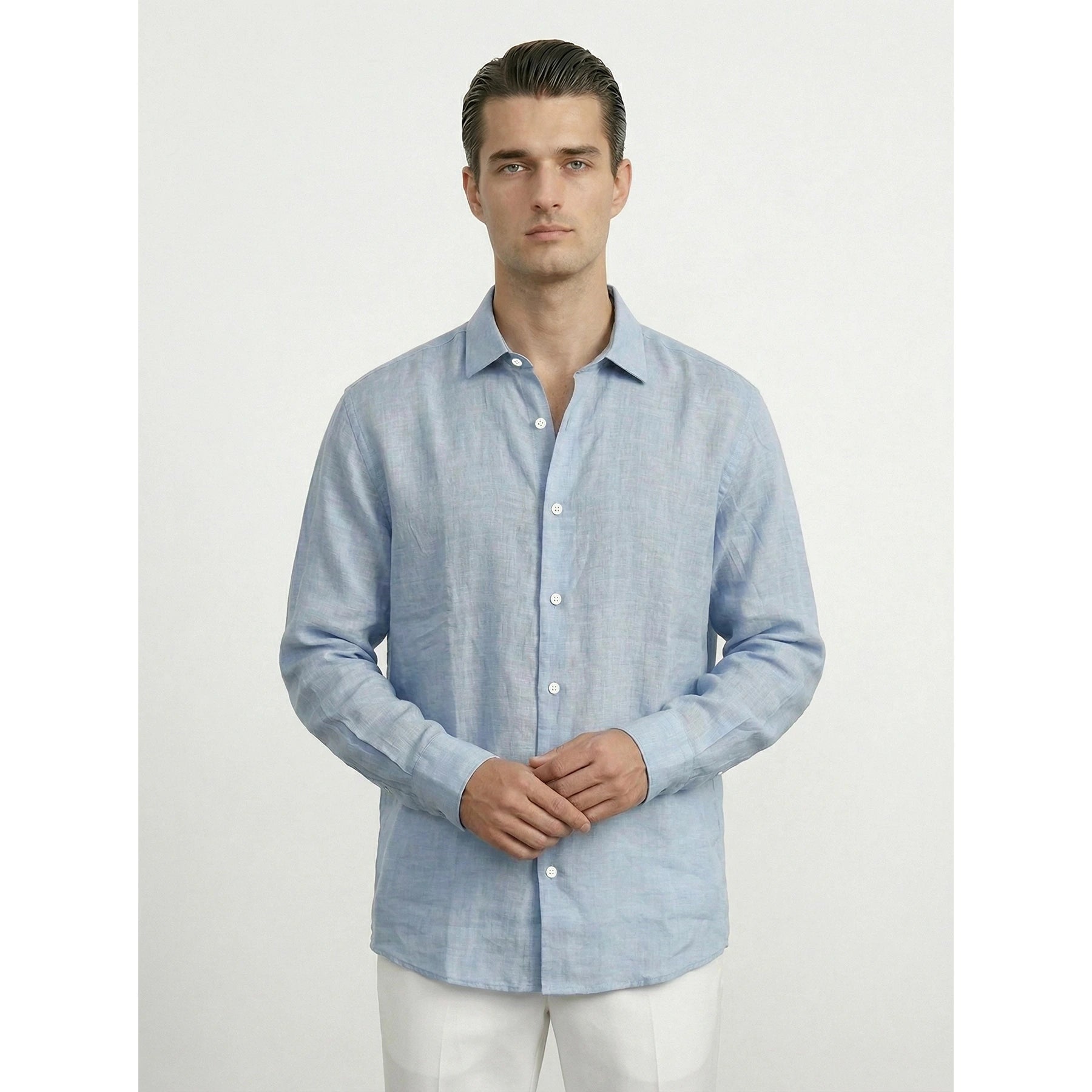 Light Blue Irish Linen Oversized Shirt | Montivo Pakistan