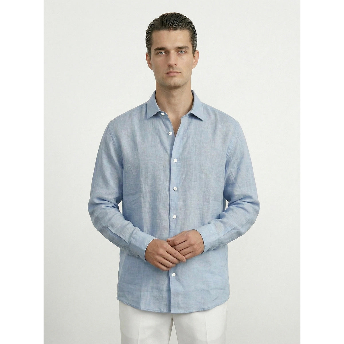 Light Blue Irish Linen Oversized Shirt | Montivo Pakistan