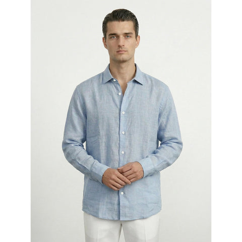 Light Blue Irish Linen Oversized Shirt | Montivo Pakistan