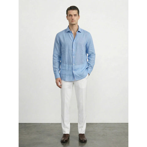 Sky Blue Irish Linen Oversized Shirt | Montivo Pakistan