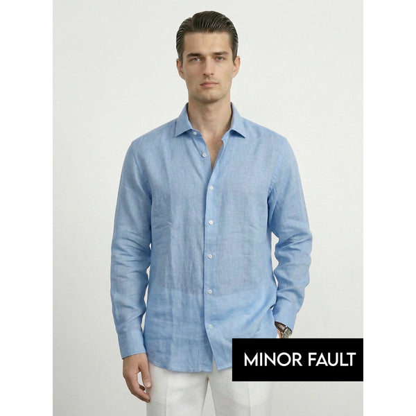 (Minor Fault) Light Blue Irish Linen Oversized Shirt | Montivo Pakistan