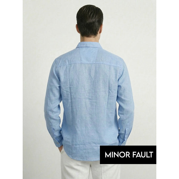 (Minor Fault) Light Blue Irish Linen Oversized Shirt | Montivo Pakistan