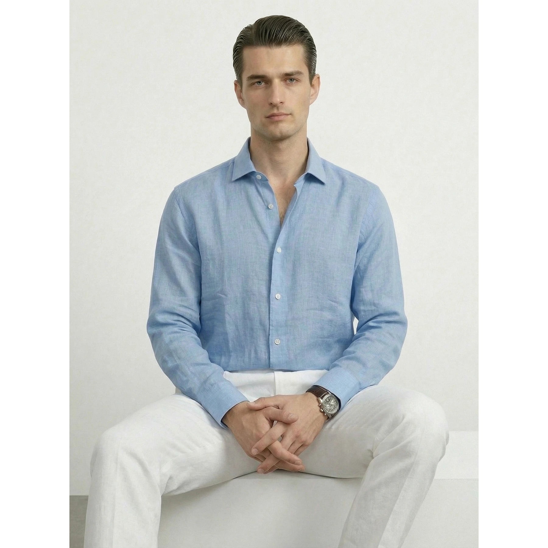 Sky Blue Irish Linen Oversized Shirt | Montivo Pakistan