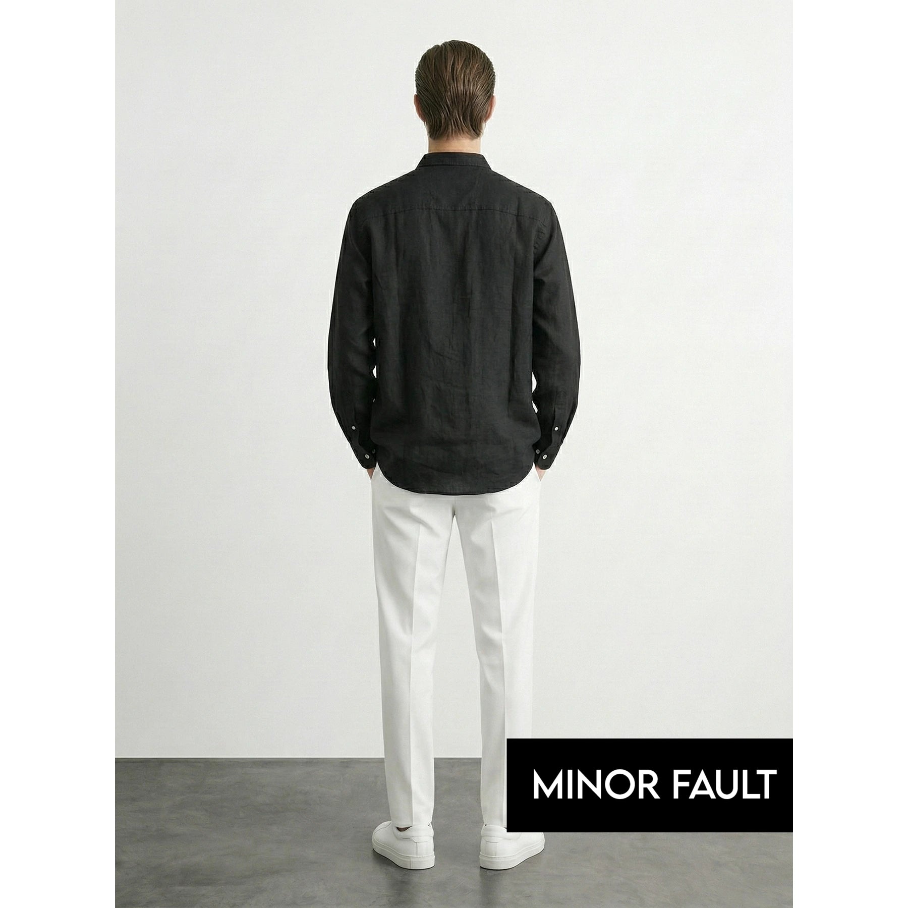 (Minor Fault) Black Linen Oversized Shirt | Montivo Pakistan