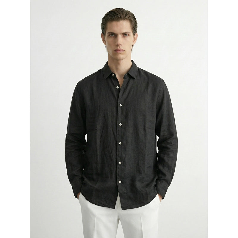 Black Linen Oversized Shirt | Montivo Pakistan