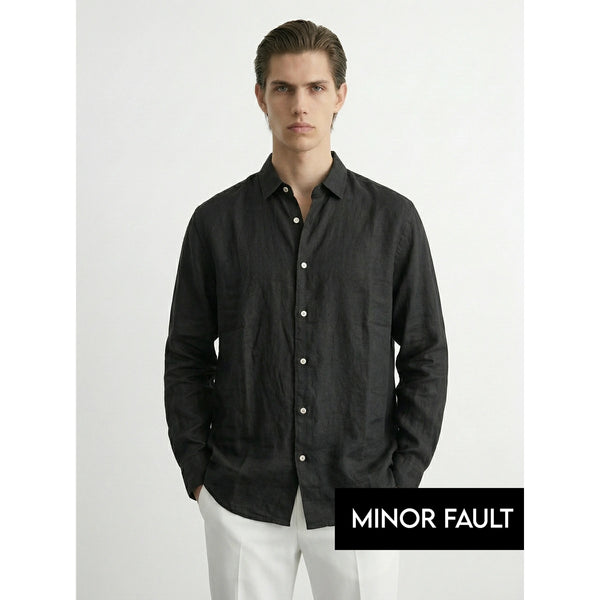 (Minor Fault) Black Linen Oversized Shirt | Montivo Pakistan