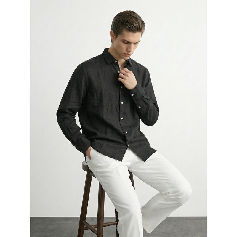 Black Linen Oversized Shirt | Montivo Pakistan