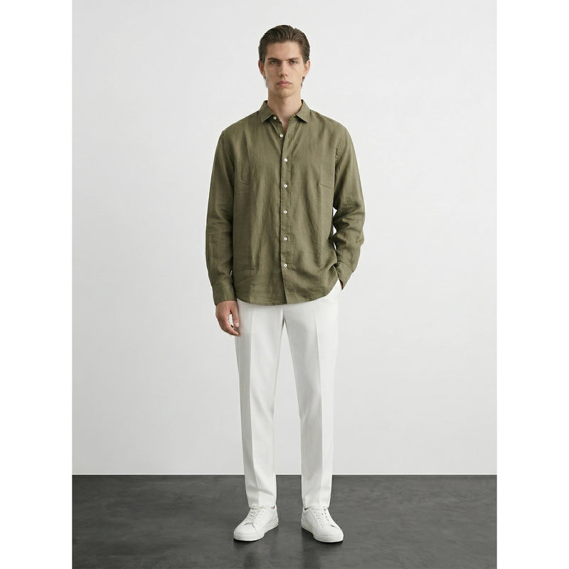 Olive Linen Oversized Shirt | Montivo Pakistan