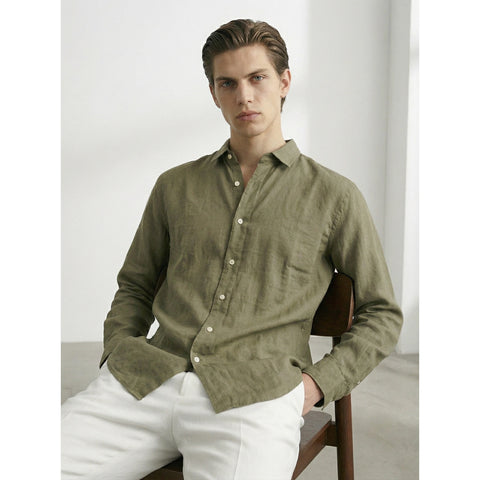 Olive Linen Oversized Shirt | Montivo Pakistan