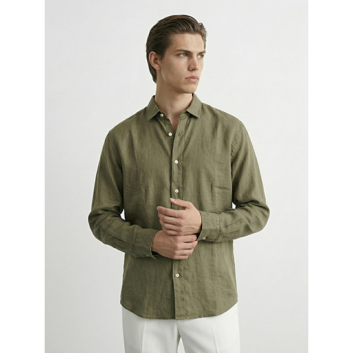 Olive Linen Oversized Shirt | Montivo Pakistan
