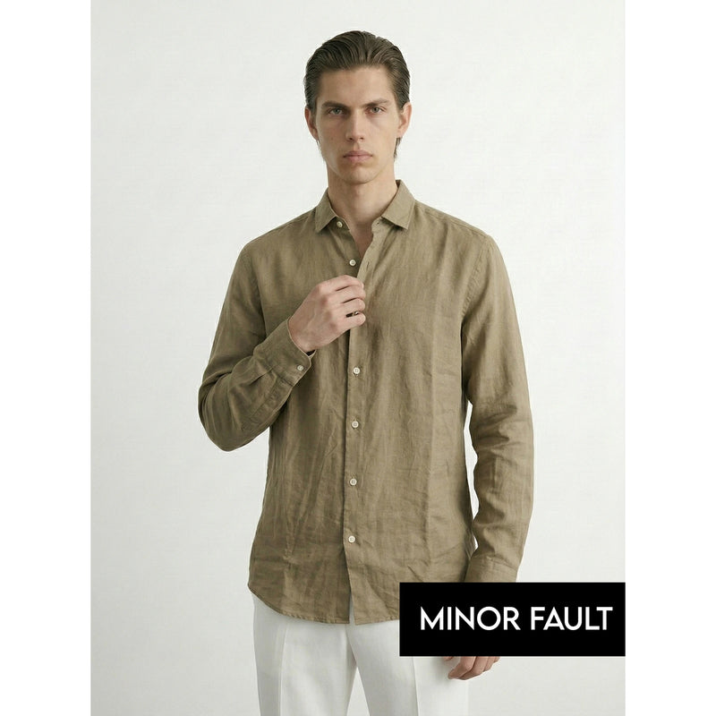 (Minor Fault) Coffee Linen Oversized Shirt | Montivo Pakistan