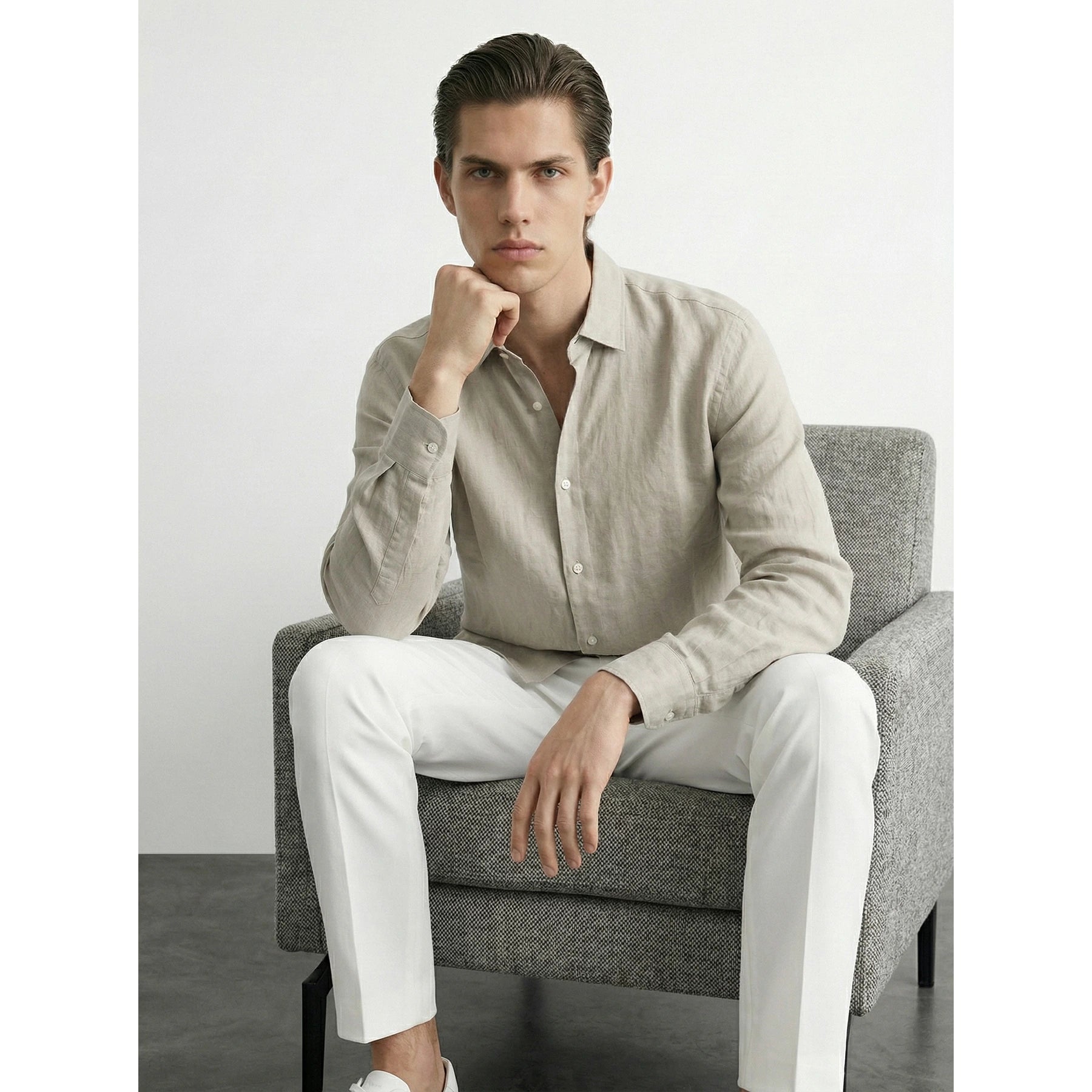 Ivory Linen Oversized Shirt | Montivo Pakistan