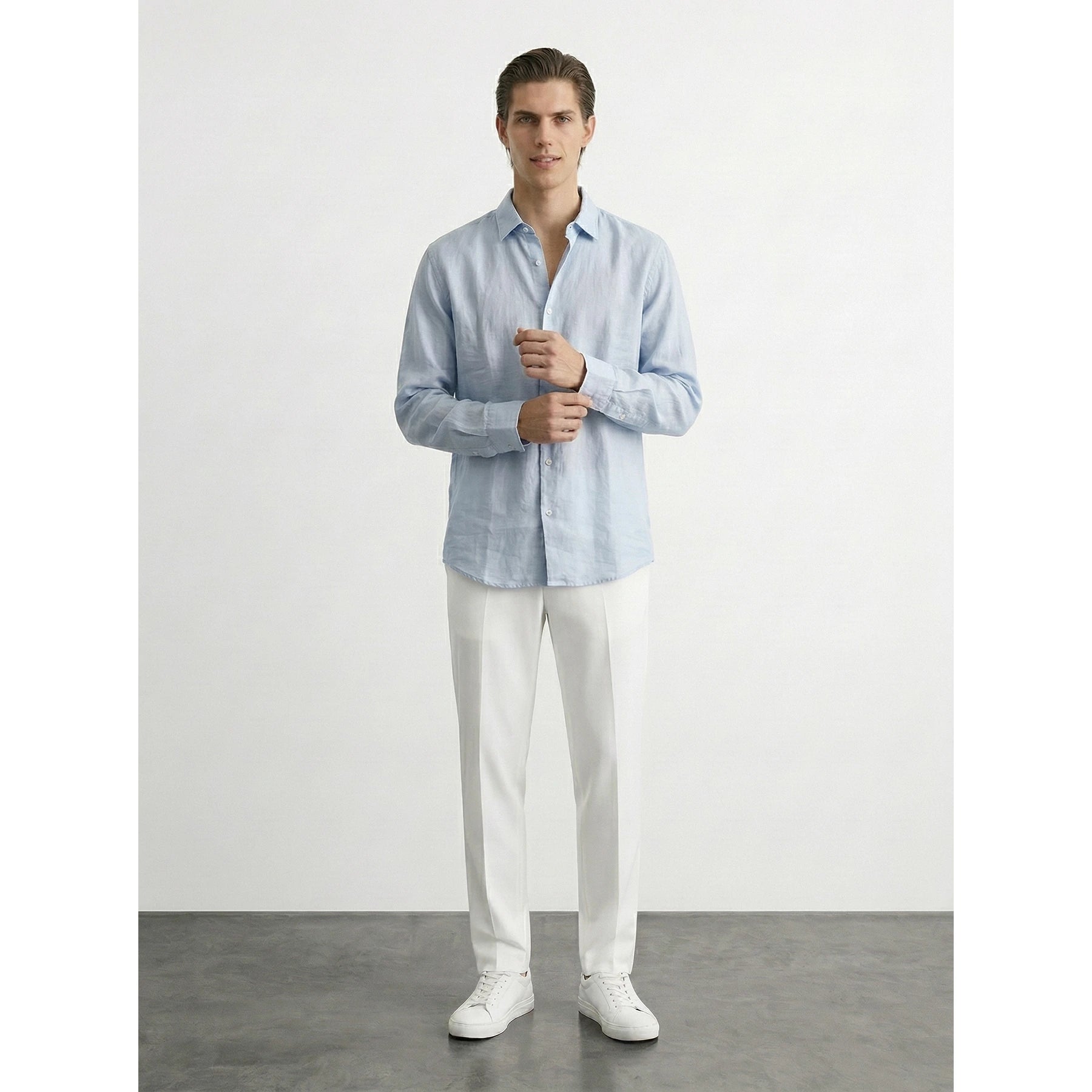 Light Blue Linen Oversized Shirt | Montivo Pakistan