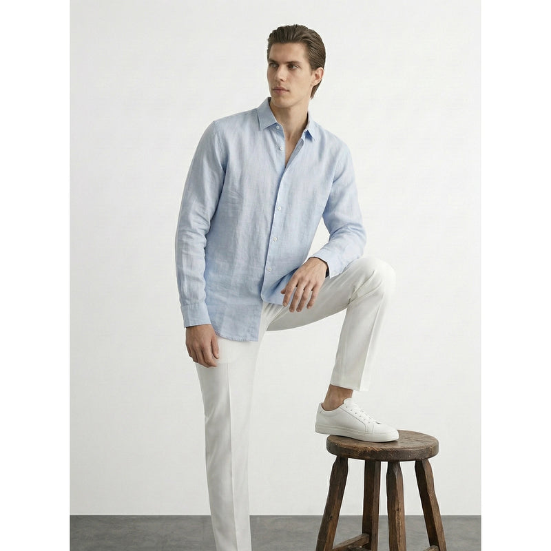Light Blue Linen Oversized Shirt | Montivo Pakistan