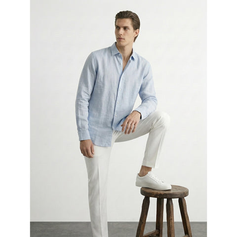 Light Blue Linen Oversized Shirt | Montivo Pakistan