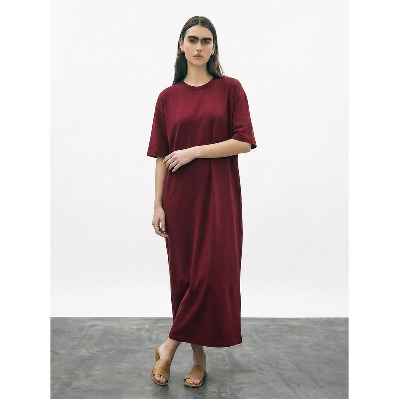 Burgundy Oversized Maxi Dress | Montivo Pakistan