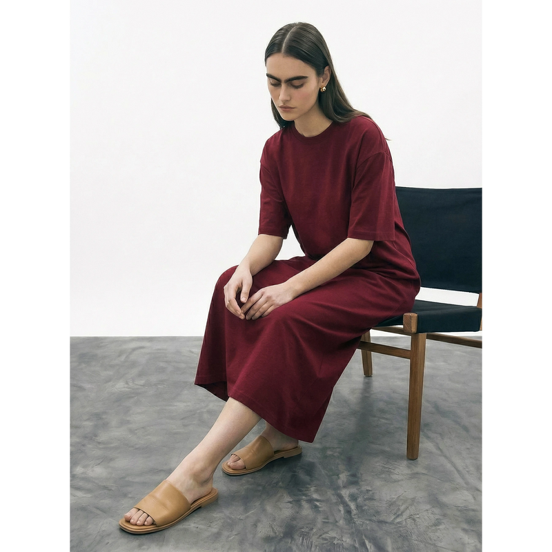 Burgundy Oversized Maxi Dress | Montivo Pakistan
