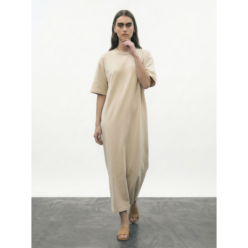 Beige Oversized Maxi Dress | Montivo Pakistan