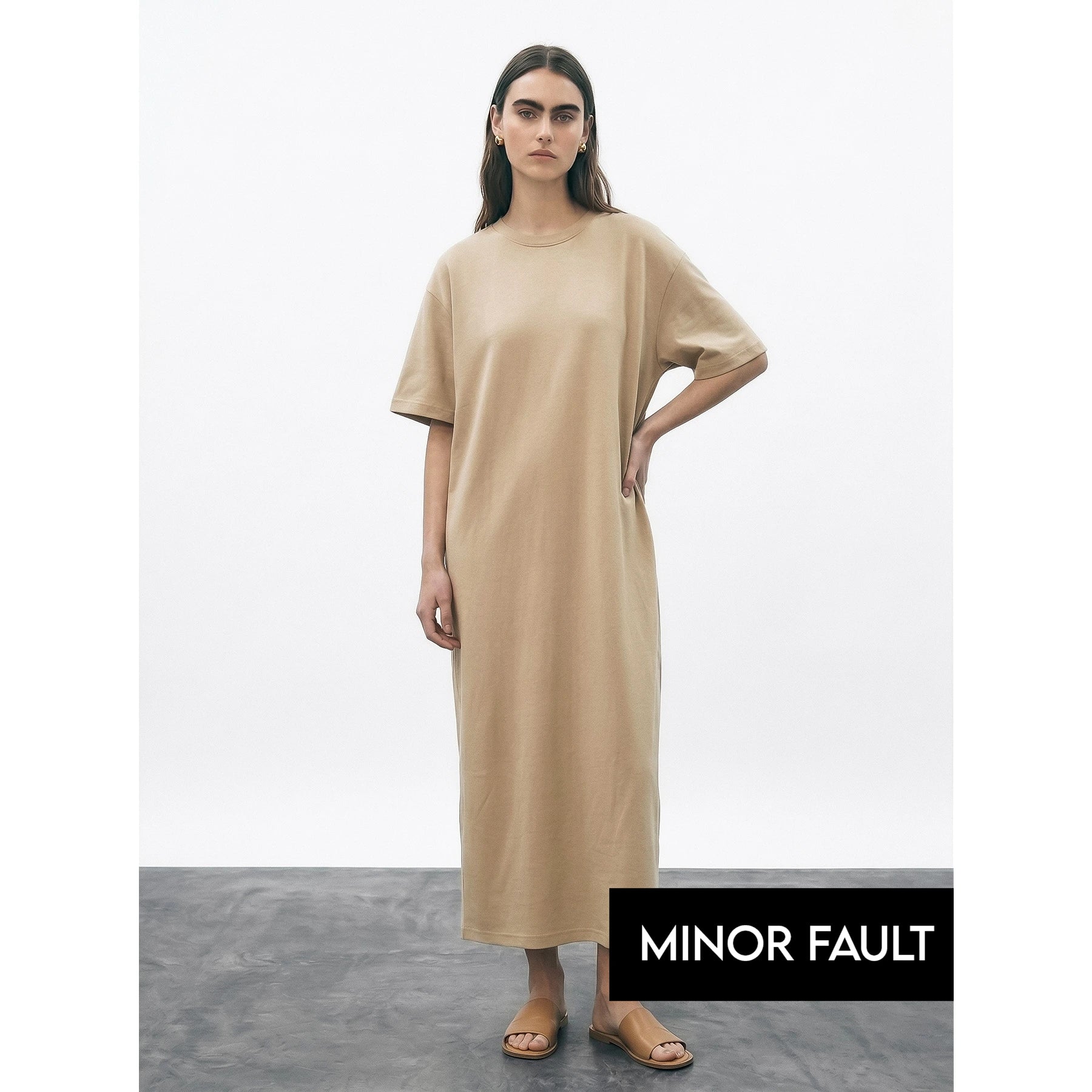 (Minor Fault) Wheat Oversized Maxi Dress | Montivo Pakistan