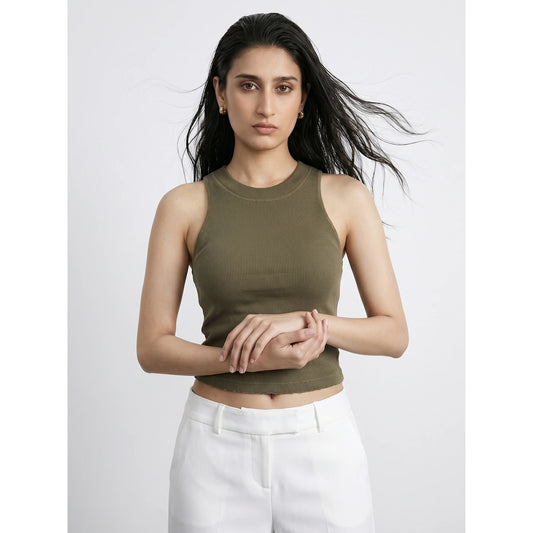 Olive Ribbed Tank Top | Montivo Pakistan