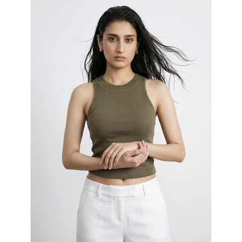 Olive Ribbed Tank Top | Montivo Pakistan