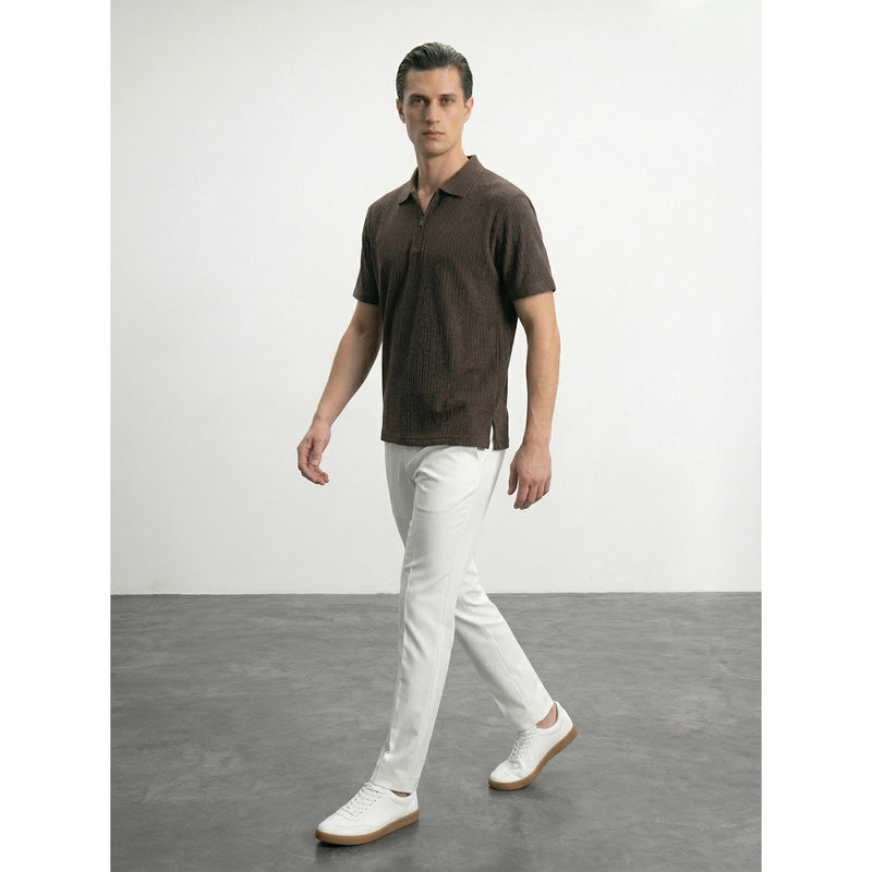 Brown Textured Half Sleeves Polo | Montivo Pakistan