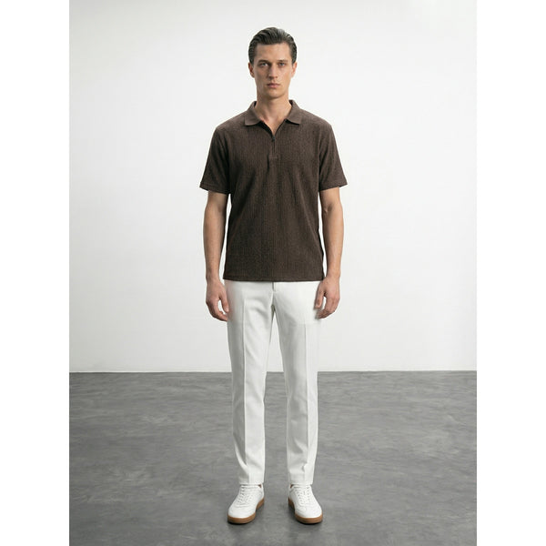 Brown Textured Half Sleeves Polo | Montivo Pakistan