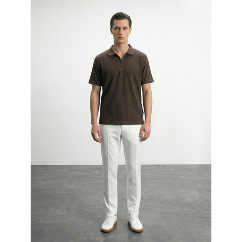 Brown Textured Half Sleeves Polo | Montivo Pakistan