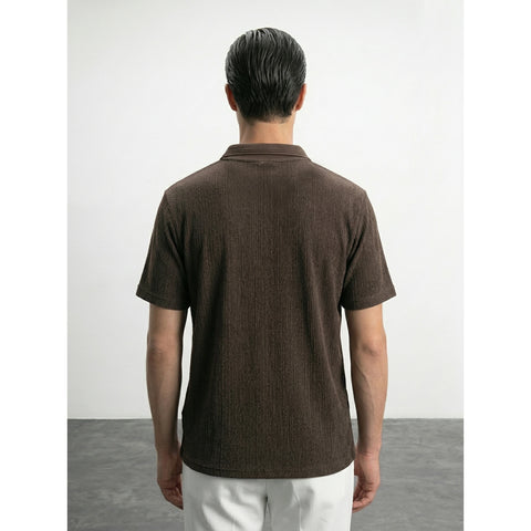 Brown Textured Half Sleeves Polo | Montivo Pakistan
