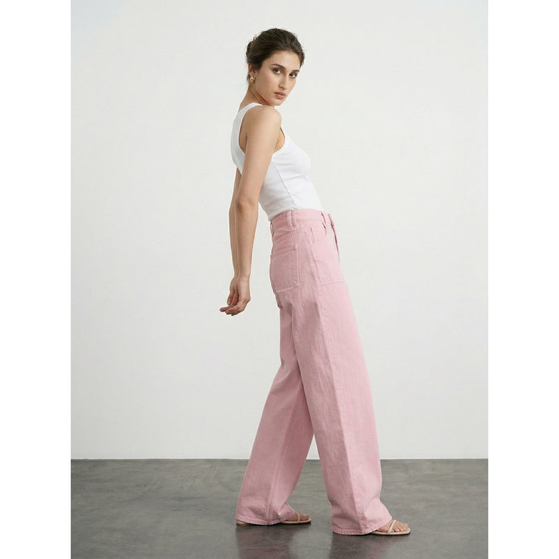 Baby Pink Wide Leg Jeans | Montivo Pakistan