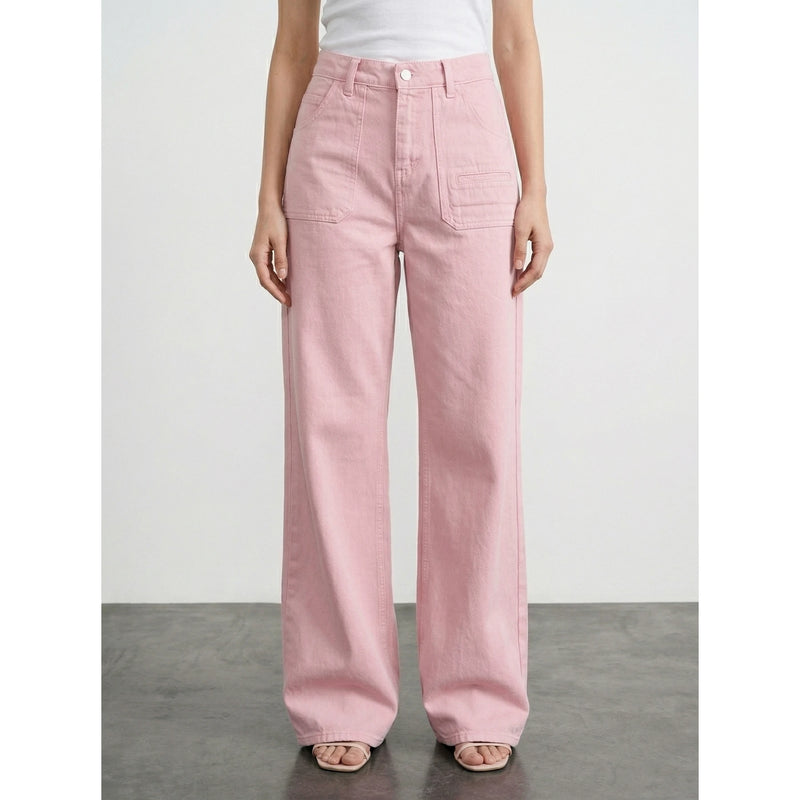 Baby Pink Wide Leg Jeans | Montivo Pakistan
