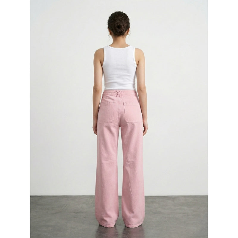 Baby Pink Wide Leg Jeans | Montivo Pakistan